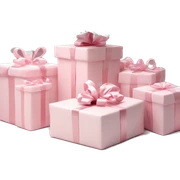 Light pink Christmas gifts under a white Christmas tree  sticker
