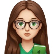 Girl long brown hair, green eyes, glasses sticker
