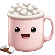 Light Pink mug of hot chocolate with marshmallows  sticker