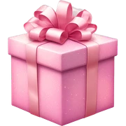 Pastel Pink Gift Box "A pastel pink gift box with a glowing ribbon, glittery wrapping paper, and magical sparkles floating in the air around it." sticker