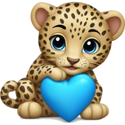Baby leopard holding a blue heart  sticker