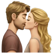 Blond woman kissing brunette man sticker