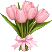 light pink tulip bouquet with light pink bow sticker
