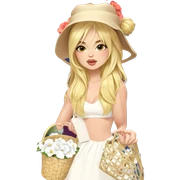 blonde girl with flower basket sticker