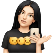 female, black shirt, long black hair sticker
