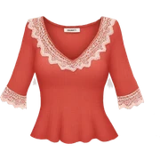Red top with lace sticker