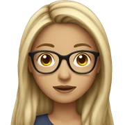 Emoji Brunette girl with blonde highlights wearing glasses and long hair sticker