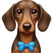 Boy brown and tan sausage dog with blue bow sticker