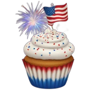 Happy Fourth of July cupcake with fireworks sticker