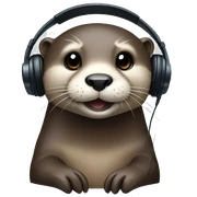 otter with headphones sticker