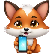 Kawaii fox on phone sticker
