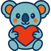 cartoon koala holding a heart in vibrant toon style sticker