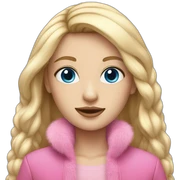 Blonde girl with straight hair with blue eyes and in pink fur sticker