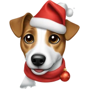 jack russell wearing christmas sticker
