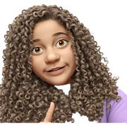 smiling girl with curly hair sticker