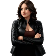brown-haired girl in leather sticker