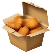 Chicken nuggets in paper container and sauce  sticker