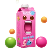 Bubblegum flavored juice box sticker
