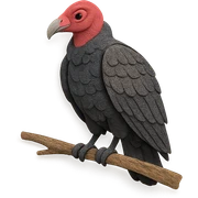 turkey vulture sitting on a branch, delicate paper layers, realistic feather patterns, subtle color variations sticker