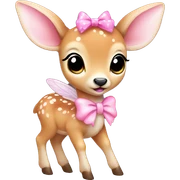 baby deer with fairy wings and a pink bow around its neck  sticker