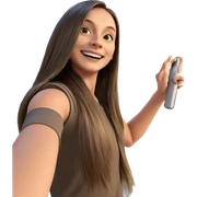smiling girl with long hair sticker