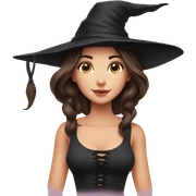 European girl, beautiful brunette, witch sticker