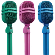 3 microphones green, blue, and pink sticker