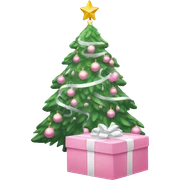 Light pink Christmas gifts under a white Christmas tree  sticker