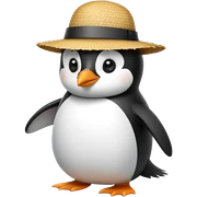 Penguin with straw hat  sticker