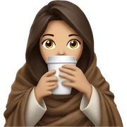 Brunette Drinking coffee wrapped in blanket sticker