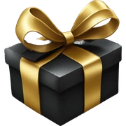 shiny black gift with gold bow sticker
