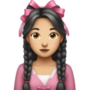 Asian girl with bow sticker