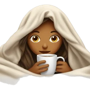 girl inside a blanket sipping coffee eyes closed sticker