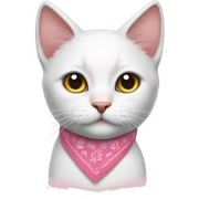 white cat pink bandana sticker
