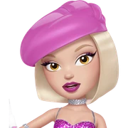 blonde girl with sparkly makeup sticker