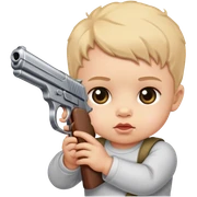 Baby with a gun sticker