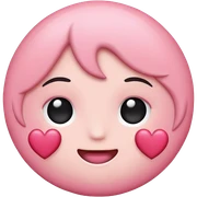 Blush emoji with hearts around it sticker