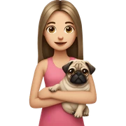 girl with long hair holding a pug sticker