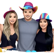 group of friends smiling together sticker