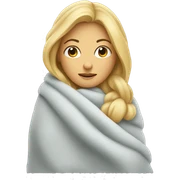 blonde woman cozy wrapped up in blanket sticker