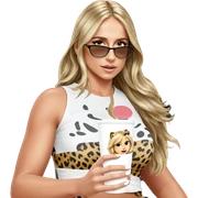blonde girl in animal print sticker
