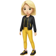 girl with yellow pants and black shoes on with black jacket  sticker