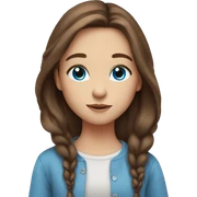 cute girl with long brown hair and blue eyes sticker