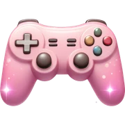 Game Controller Emoji "A pastel pink gaming controller with glossy buttons, glowing joysticks, and tiny sparkles floating around, emitting a soft magical aura." sticker