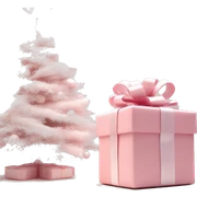 Light pink Christmas gifts under a white Christmas tree  sticker