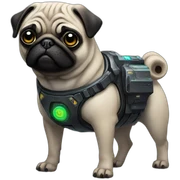 A pug in cyberpunk space sticker