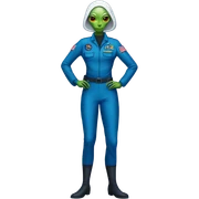Reptilian Alien woman general blue uniform usa space force, full body,  sticker