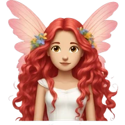 big wings, flower, Beautiful, fairy, red, long hair sticker