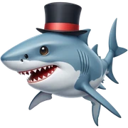 Shark with a top hat sticker