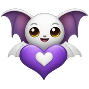 purple bat holding white heart sticker